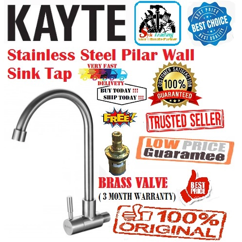 KAYTE Stainless Steel 7 Pillar / Wall Sink Tap (FREE GIFT)