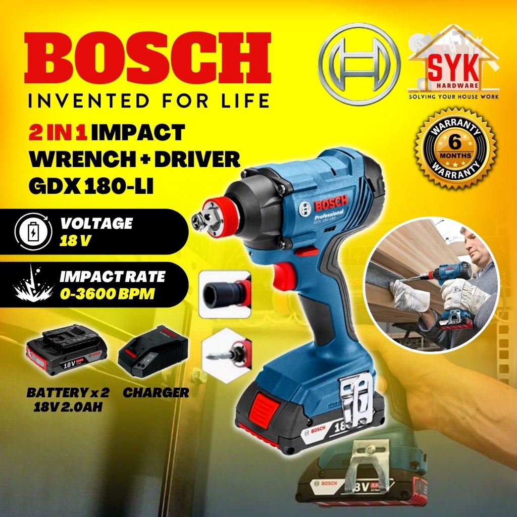 SYK BOSCH GDX 180 LI Professional Cordless Impact Driver Power