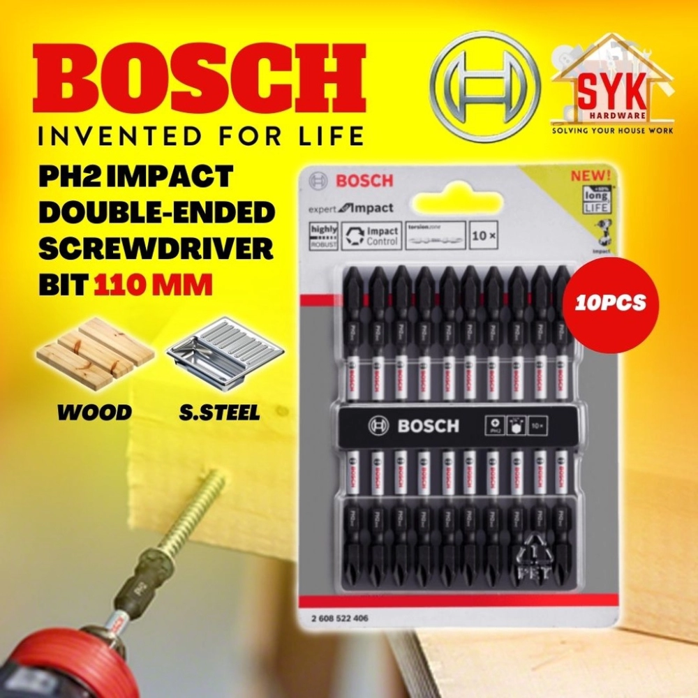 SYK BOSCH PH2 110mm 10pcs Expert For Impact Double-ended Screwdriver Bit  Holder Drill Bits Set 2608522268/522406 Home & Livings Tools & Home  Improvement Drills, Screwdriver & Accessories Negeri Sembilan, Malaysia  Supplier, Seller,