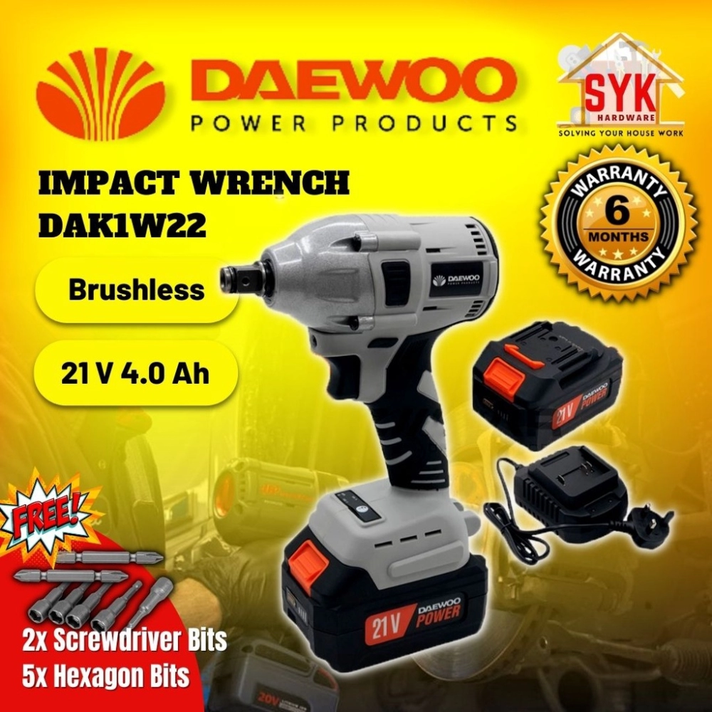 SYK (FREE SHIPPING) DAEWOO Brushless Cordless Impact Wrench DAK1W22 Impact Gun Impact Drill Driver + FREE GIFT