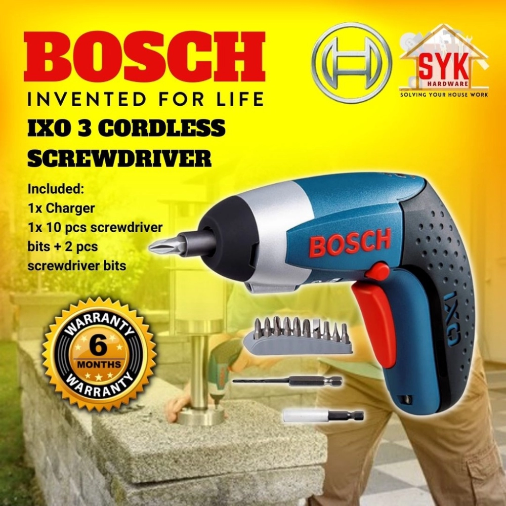 SYK BOSCH IXO 3 Professional Cordless Screwdriver Electric Rechargeable Screwdriver Pemutar Skru Machine - 06019602L5