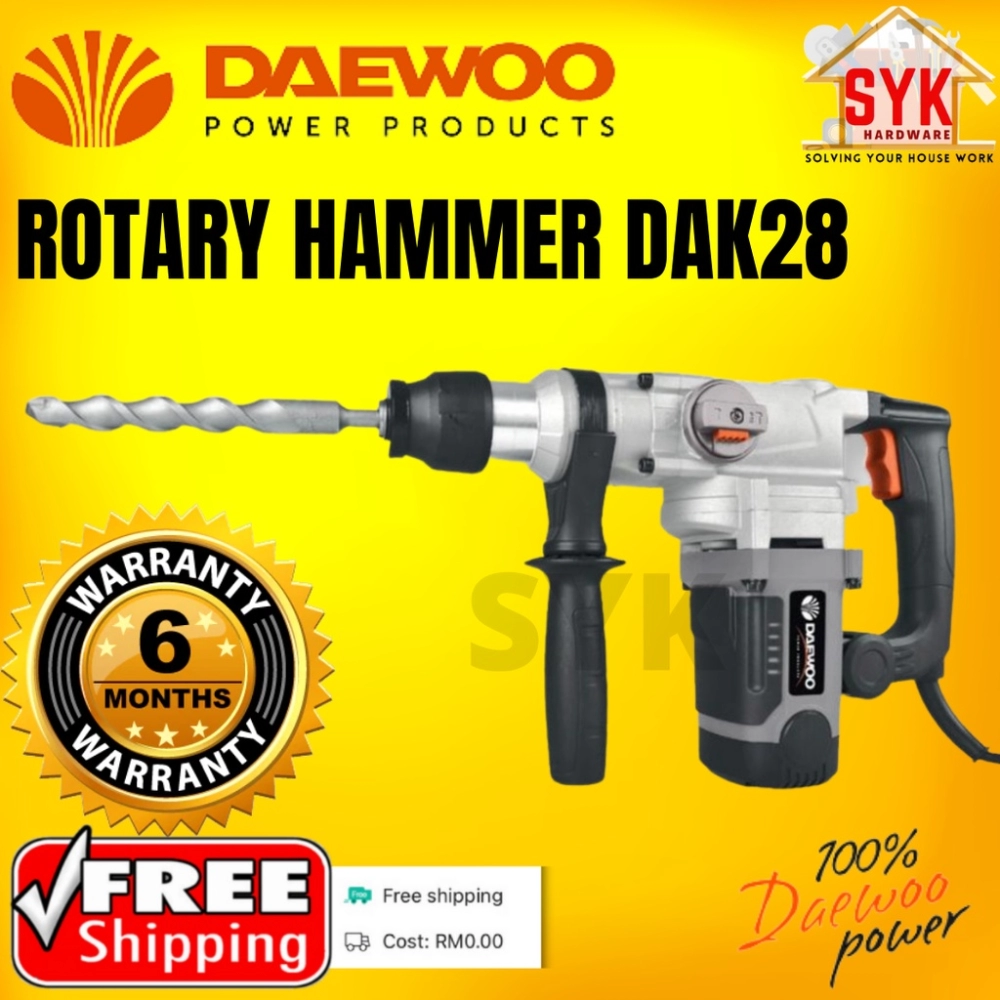 SYK (Free Shipping) DAEWOO DAK28 2 Mode Rotary Hammer Drill Heavy Duty Mesin Tebuk Dinding Gerudi Drill Dinding Elektrik