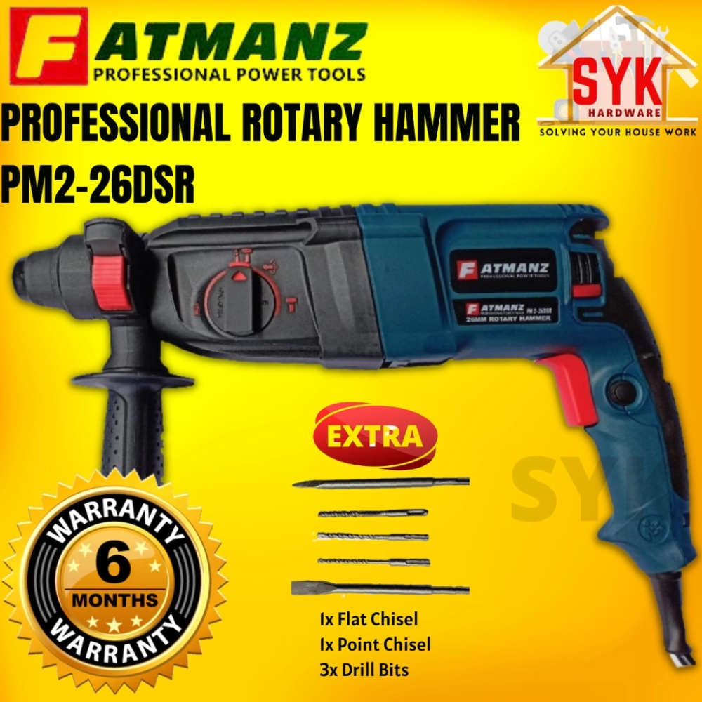 SYK FATMANZ PM2-26DSR Rotary Hammer Drill Machine Drill Hammer Power Tools Gerudi Dinding Elektrik 26mm