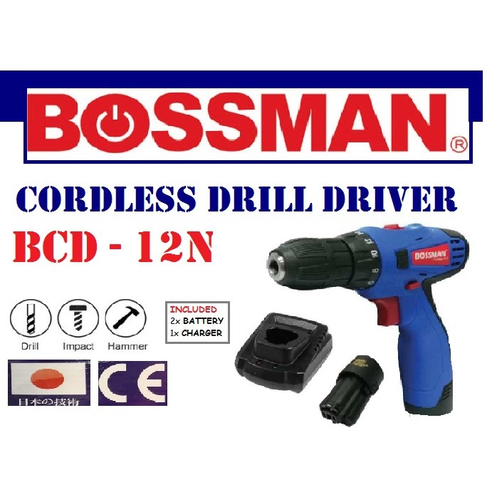 SYK (FREE SHIPPING) BOSSMAN BCD-12N Cordless Drill Driver 12Volts
