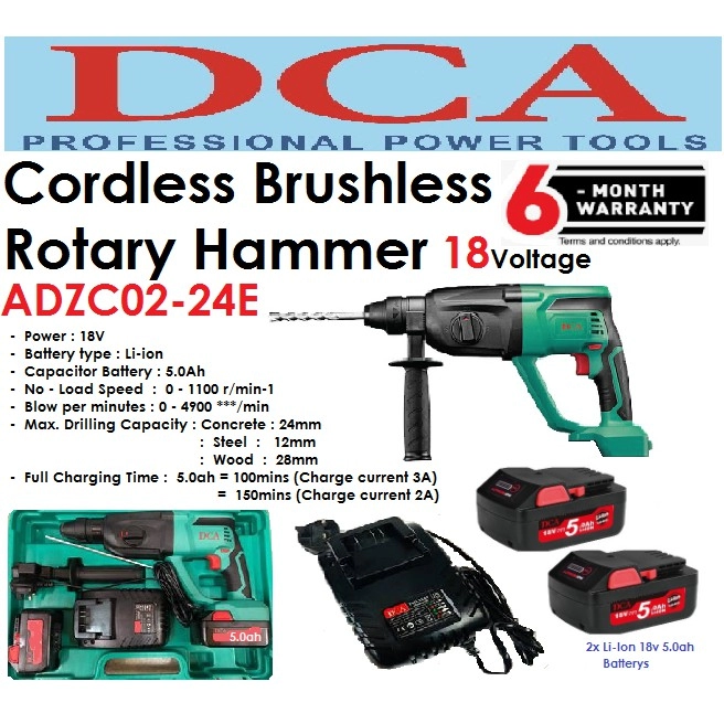 (FREE SHIPPING)DCA  ADZC02- 24E Cordless Rotary Hammer - 18V 5.0ah