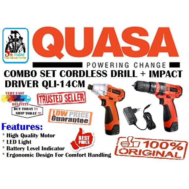 QUASA Cordless Drill + Impact Driver QLI-14CM (COMBO SET)