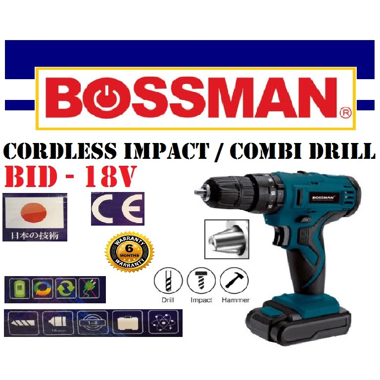 BOSSMAN BID-18V Cordless Impact / Combi Drill - 18V