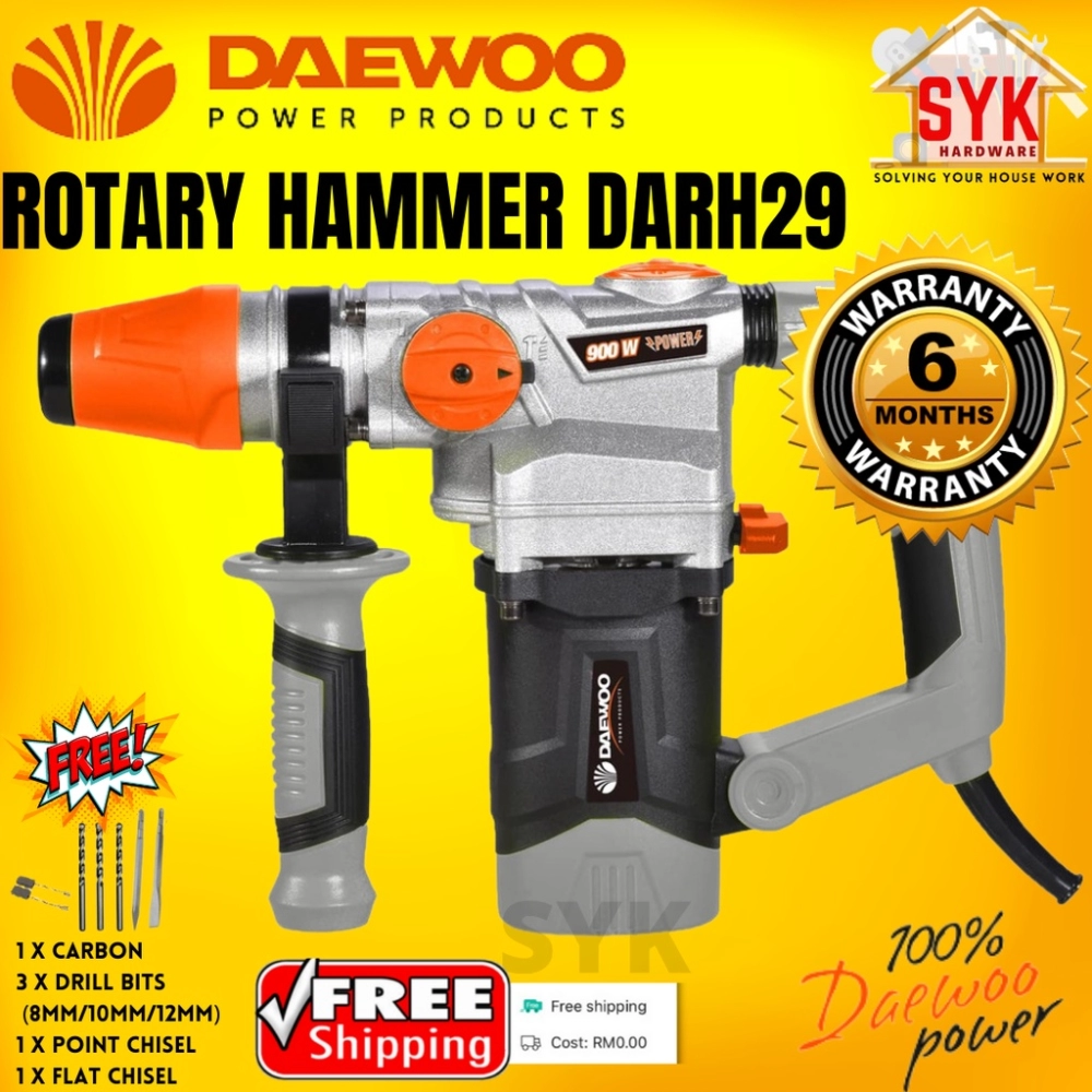 SYK (Free Shipping) DAEWOO Rotary Hammer Drill DARH29 Electric Impact Drill Power Tools Wall Drill Mesin Tebuk Dinding