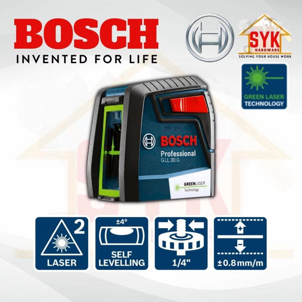Bosch Professional GLL 30 G Line Laser 10m Green Laser Self Levelling  (Blue) : : Home Improvement