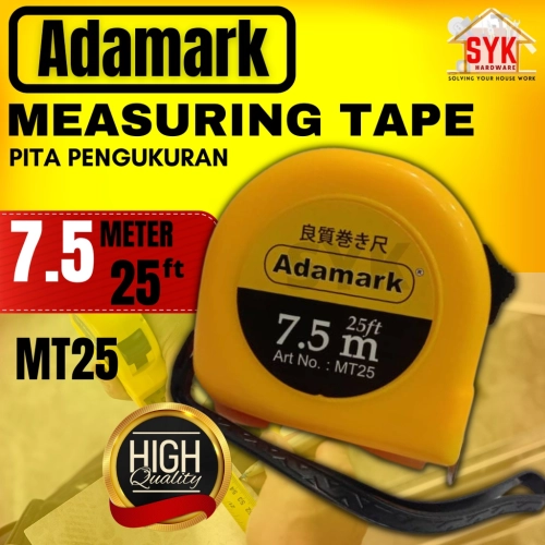 SYK Adamark 7.5M / 25Ft Measuring Tape Tali Tape Tali Tape Ukur 7.5Meter MT25