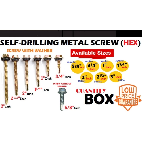 SELF Driling Screw (HEX) WITH Washer  & WITHOUT WASHER (1BOX)