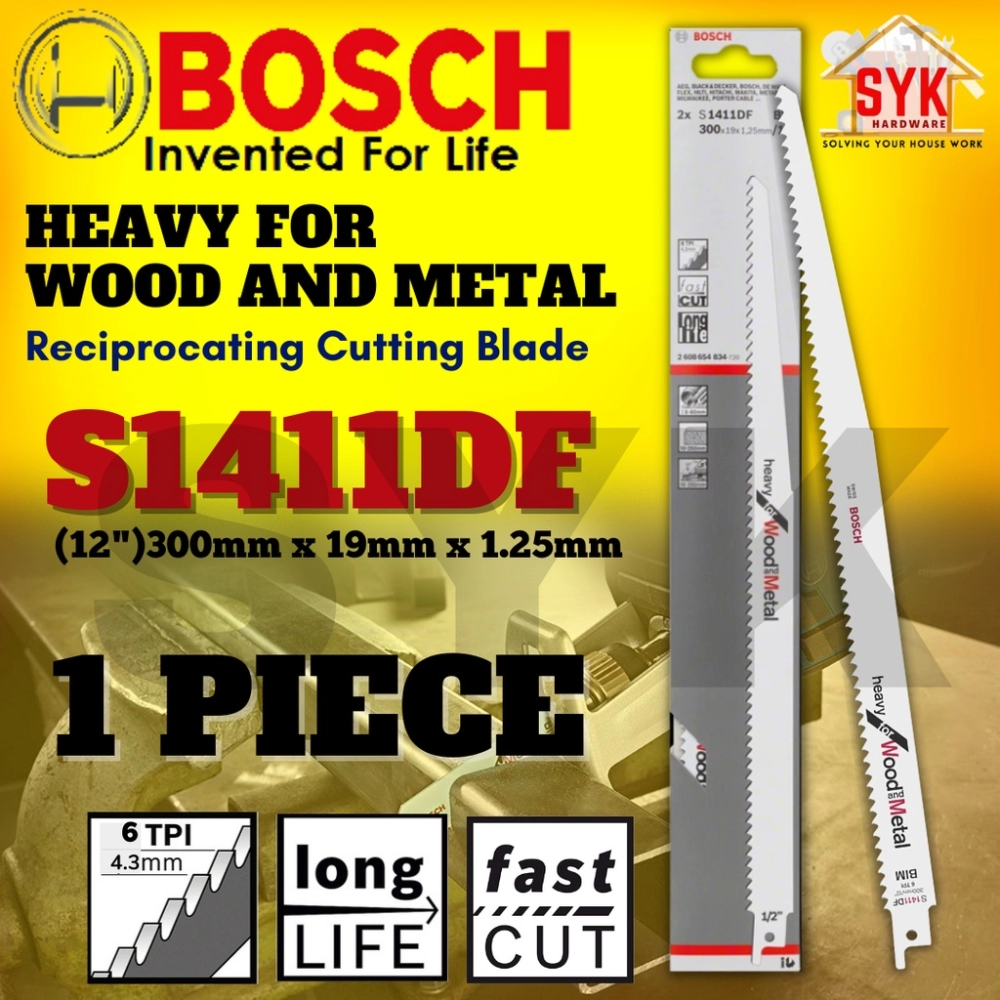 SYK Bosch 2608654763 S1411DF 12Inch 300mm 1Pcs Heavy For Wood And Metal  Reciprocating Saw Sabresaw Blade Home & Livings Tools & Home Improvement  Others Negeri Sembilan, Malaysia Supplier, Seller, Provider, Authorized  Dealer