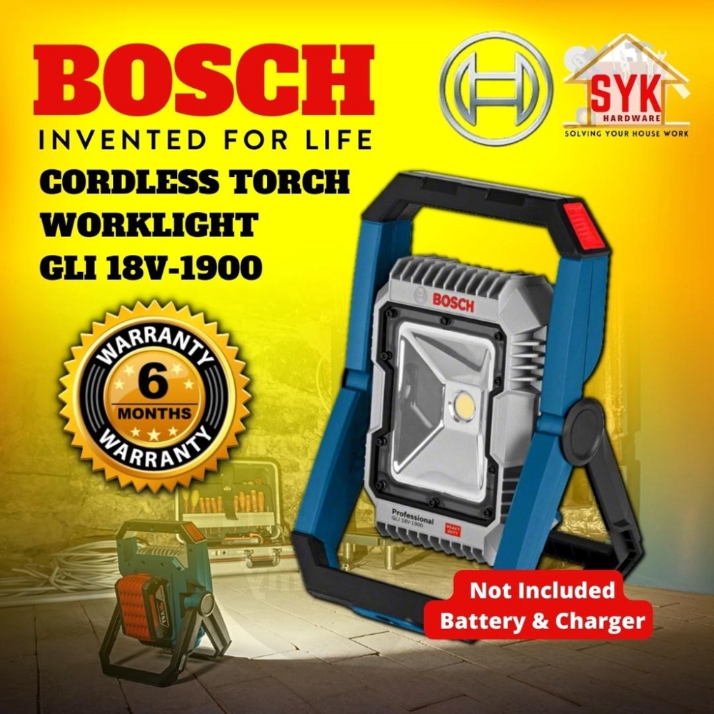 SYK Bosch GLI 18V-1900 Professional Solo Cordlesss LED Floor Lamp Torch Work Light Wireless Lampu Lantai - 0 601446400