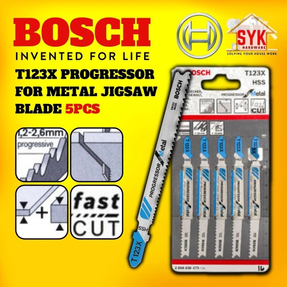 SYK Bosch T123X Progressor For Metal Jigsaw Blade 100mm (5 Pcs) Mata  Gergaji Besi Bosch Jig Saw Blade - 2608638473 Home & Livings Tools & Home  Improvement Negeri Sembilan, Malaysia Supplier, Seller,