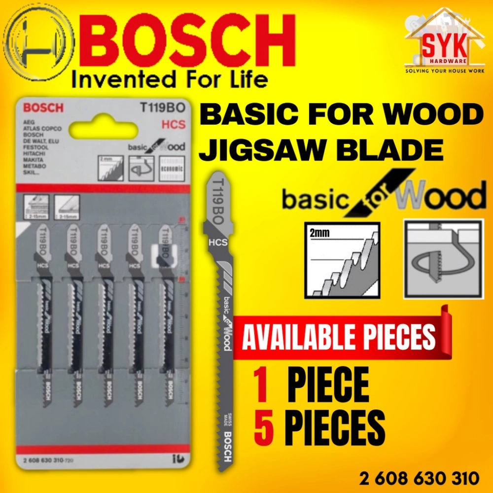 SYK BOSCH T119BO HCS Jigsaw Blade For Wood Plywood Jig Saw Blade  Woodworking Tools Mata Gergaji Kayu - 2608630310 Home & Livings Tools &  Home Improvement Negeri Sembilan, Malaysia Supplier, Seller, Provider,