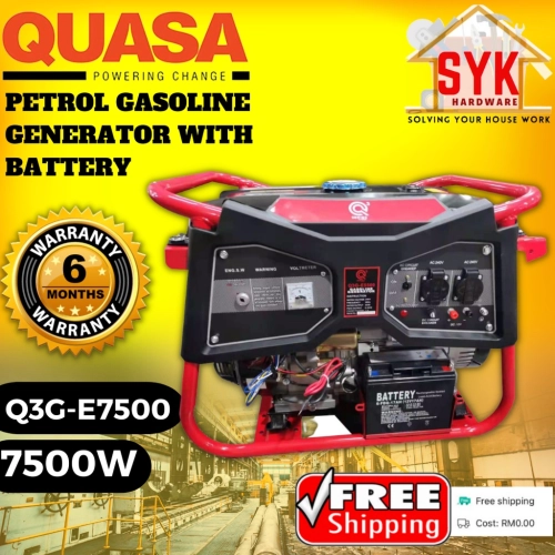 SYK Free Shipping QUASA Q3G-E7500 4 Stroke Gasoline Generator Petrol Generator Outdoor Camping Pasar Malam