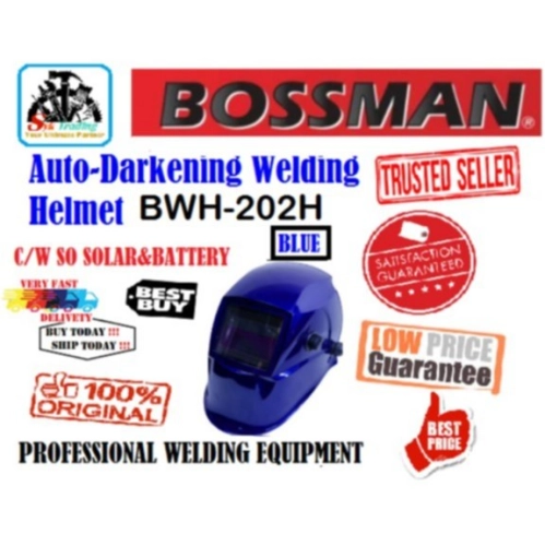 Bossman Auto-Darkening Welding Mask Helmet (Blue BWH-202H)