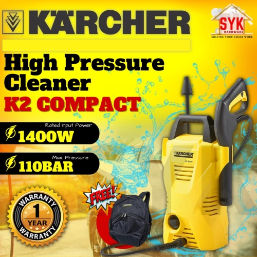 SYK Karcher 1400W 110Bar K2 Compact High Pressure Washer Cleaner Waterjet Pressure Washer Mesin Cuci Kereta FREE GIFT