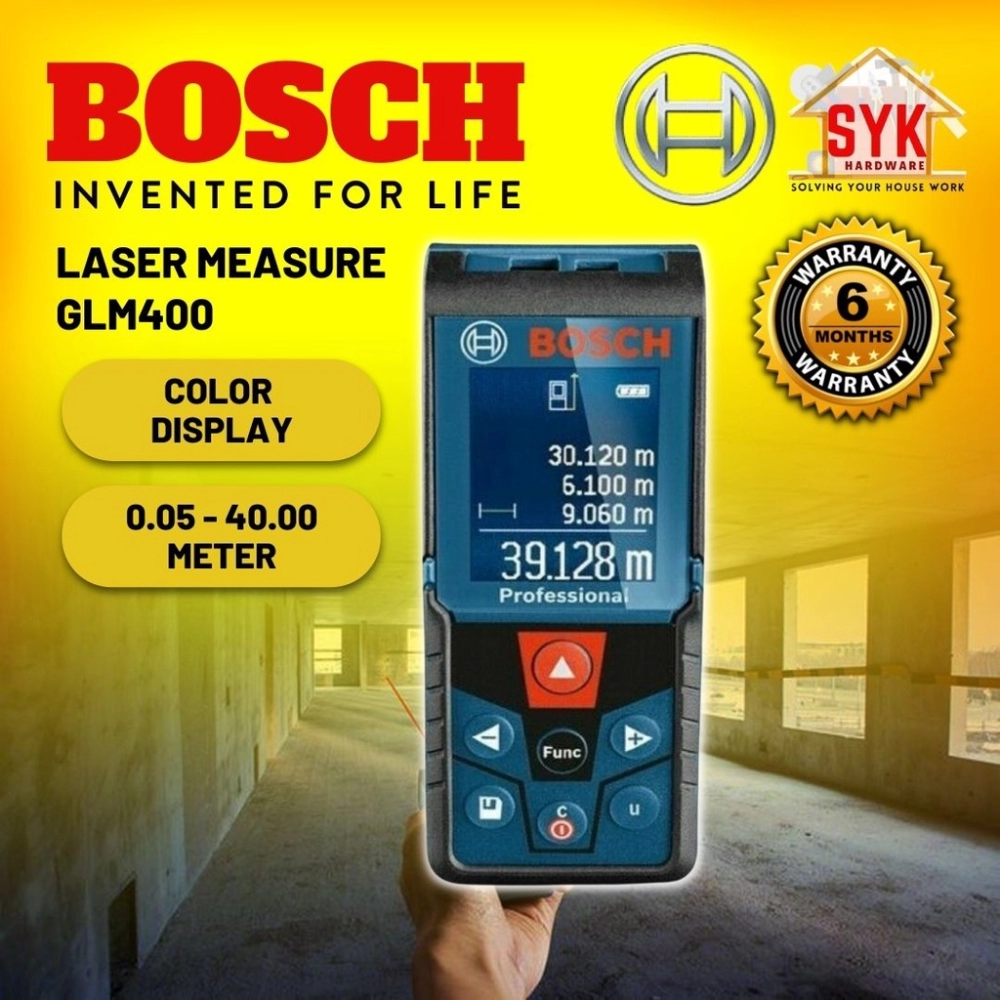 SYK Bosch GLM400 Laser Measure Laser Distance Meter Laser Level Digital  Lazer Level Laser Range Finder - 0601072RK0 Home & Livings Tools & Home  Improvement Negeri Sembilan, Malaysia Supplier, Seller, Provider, Authorized