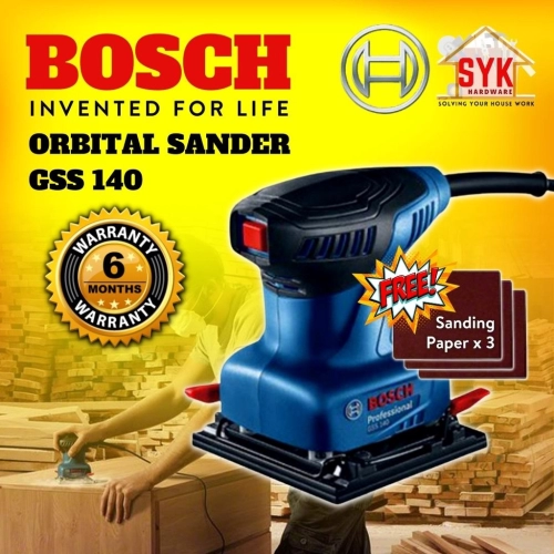 SYK BOSCH GSS 140 Professional Orbital Sander Machine Polishing Tools 220W Bosch Sanding Machine - 06012A80L0+FREE GIFT