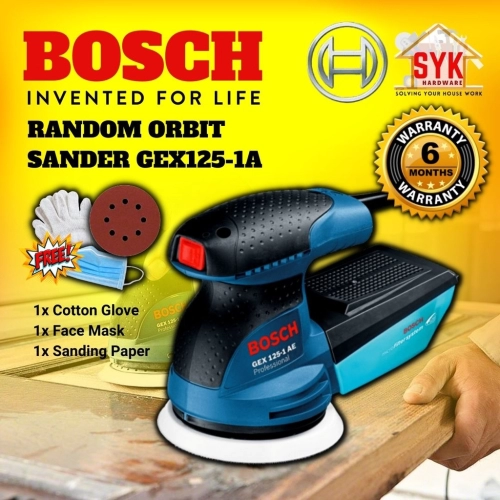 SYK Bosch GEX 125-1A Professional Random Orbital Sander Machine Wood Sander 磨砂机 - 06013870L0 (Free Gift)