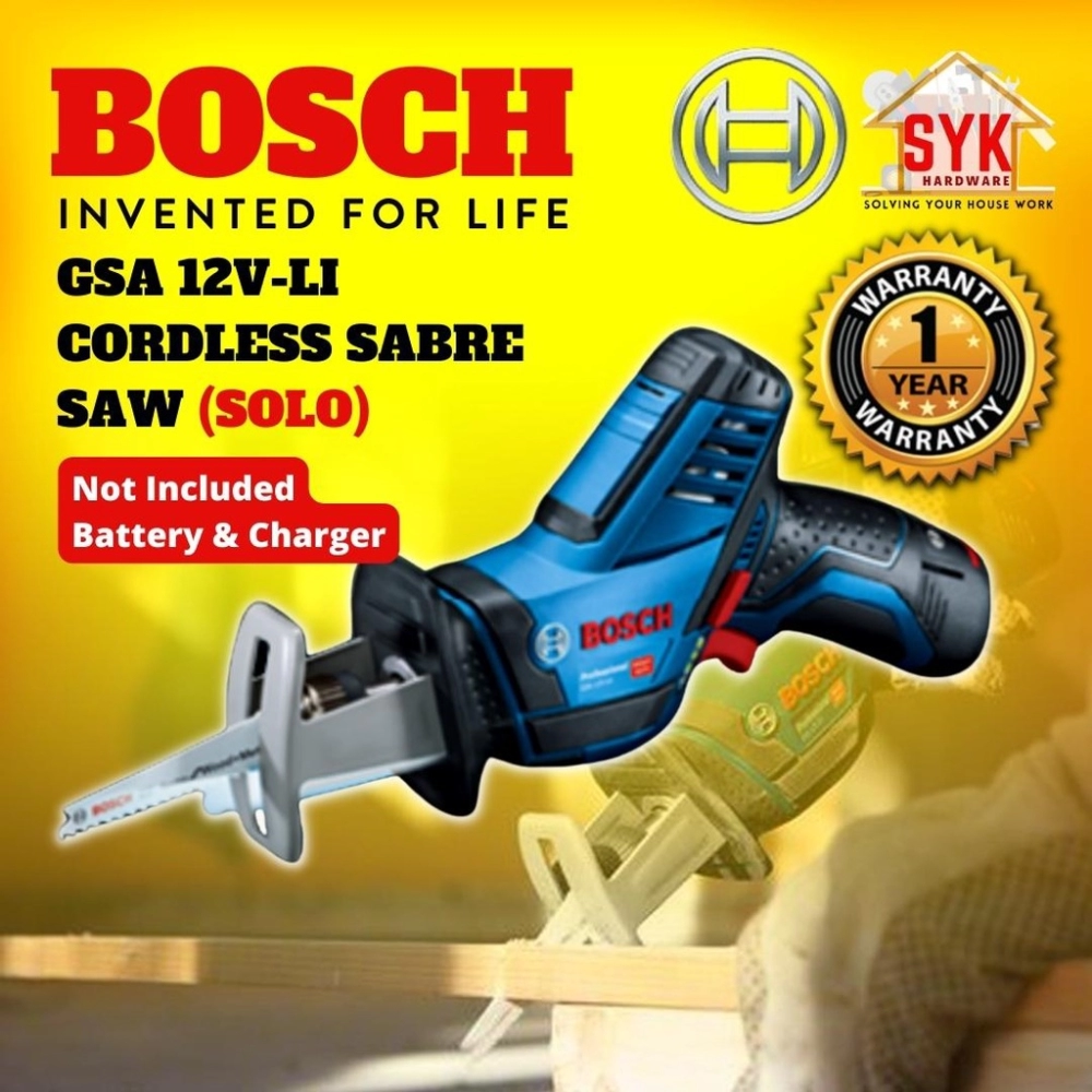 SYK Bosch GSA 12V-LI (SOLO) Cordless Saw Reciprocating Saw Chainsaw Battery  Woodworking Tools Metal Cutter - 060164L9L2 Home & Livings Tools & Home  Improvement Saws, Cut-off Machines & Grinders Negeri Sembilan, Malaysia