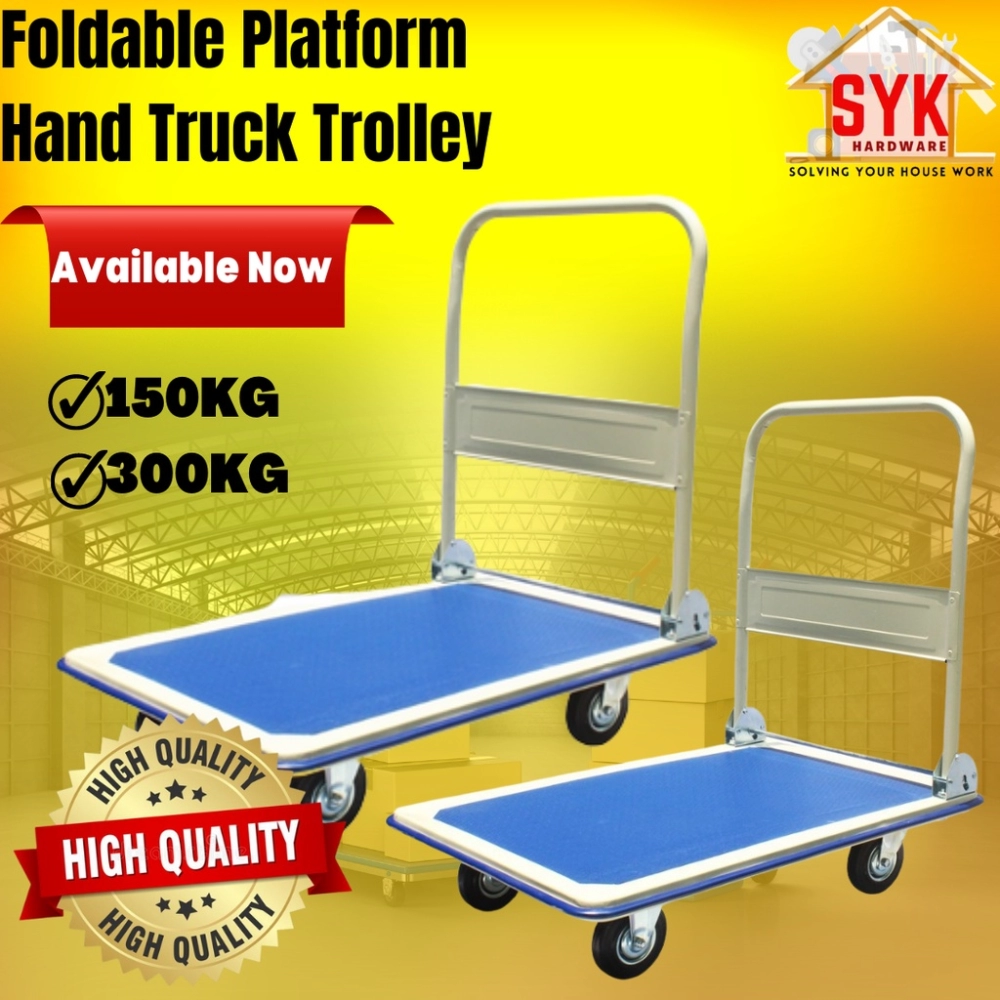 SYK Foldable Platform Heavy Duty 4 Wheels Hand Truck Trolley Platform Trolley /Troli Tangan ( 150Kg & 300Kg)