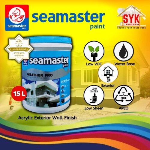 SYK Seamaster Weather Pro (15 Liter) Acrylic Exterior Wall Paint Wall Painting Cat Luar Rumah Luar Bangunan