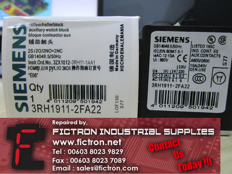 3RH1911-2FA22 3RH19112FA22 SIEMENS SCHNEIDER ELECTRIC Control Relay Supply Malaysia Singapore Indonesia USA Thailand