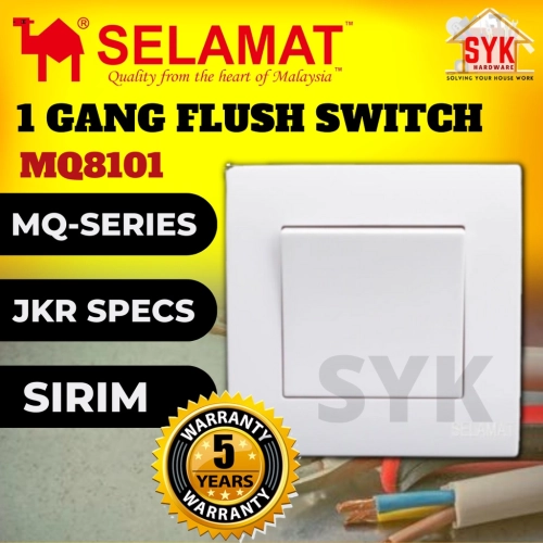 SYK SELAMAT MQ8101 16AX 250V 1Gang 1Way Flush Switch Switch Sockets Suis SIRIM (1Pcs)