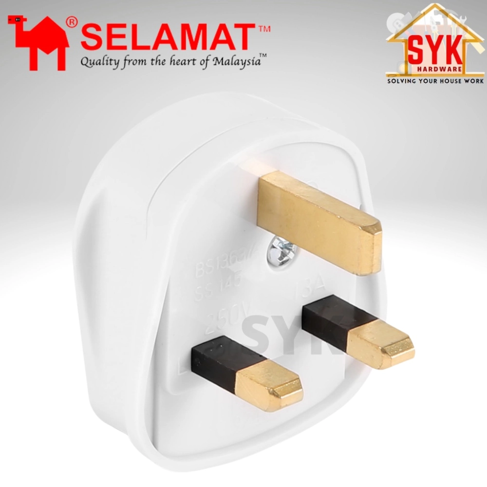 SYK SELAMAT MA18 (1 Pcs) 1 Gang 3 Pin Plug Top 13A 250V Plug Socket ...