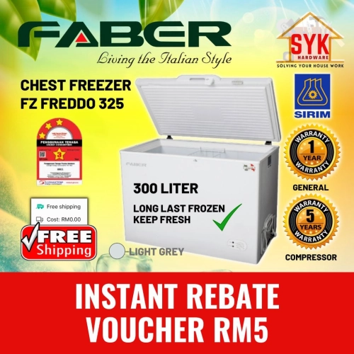 SYK Free Shipping Faber Chest Freezer 300L FZ FREDDO 325 Deep Freezer Peti Beku Freezers Peti Freezer Peti Sejuk 冷藏 冰箱