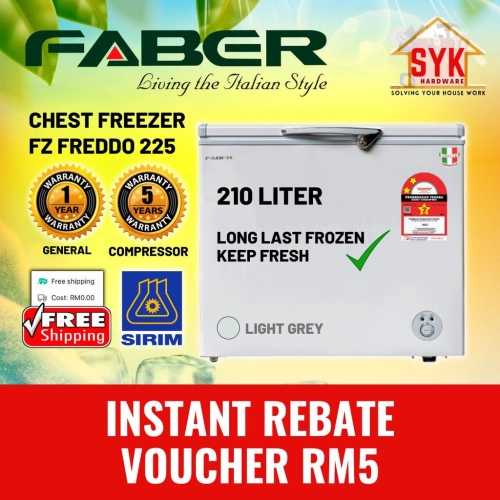 SYK Free Shipping Faber Chest Freezer 210L FZ FREDDO 225 Deep Freezer Peti Beku Freezers Peti Freezer Peti Sejuk 冷藏 冰箱