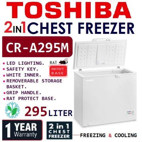 TOSHIBA CR-A295M Chest Freezer Fridge Deep Frozen Freezer Peti Sejuk Beku Frozen 295Liters