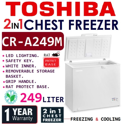TOSHIBA CR-A249M Chest Freezer Fridge Deep Frozen Freezer Peti Sejuk Beku Frozen 249Liters