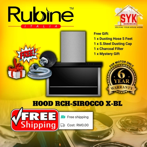 SYK (Free Shipping) Rubine SIROCCO X-BL Kitchen Cooker Cooktops Hood and Hob Dapur Gas Stove Masak Penyedut Asap 抽油烟机