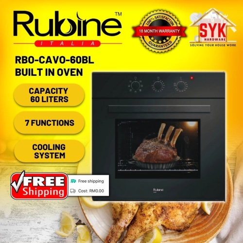 SYK (FREE SHIPPING) RUBINE RBO-CAVO-60BL Build In Oven 60 Liters Electric Oven Kitchen Ketuhar Besar Eletrik Dapur