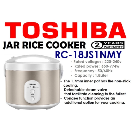 TOSHIBA RICE COOKER 1.8L (BOLEH MASAK BUBUR) RC-18JS1NMY (CONGEE)