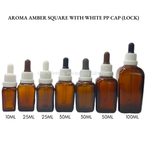 Aroma Amber Square with White PP Cap (LOCK)