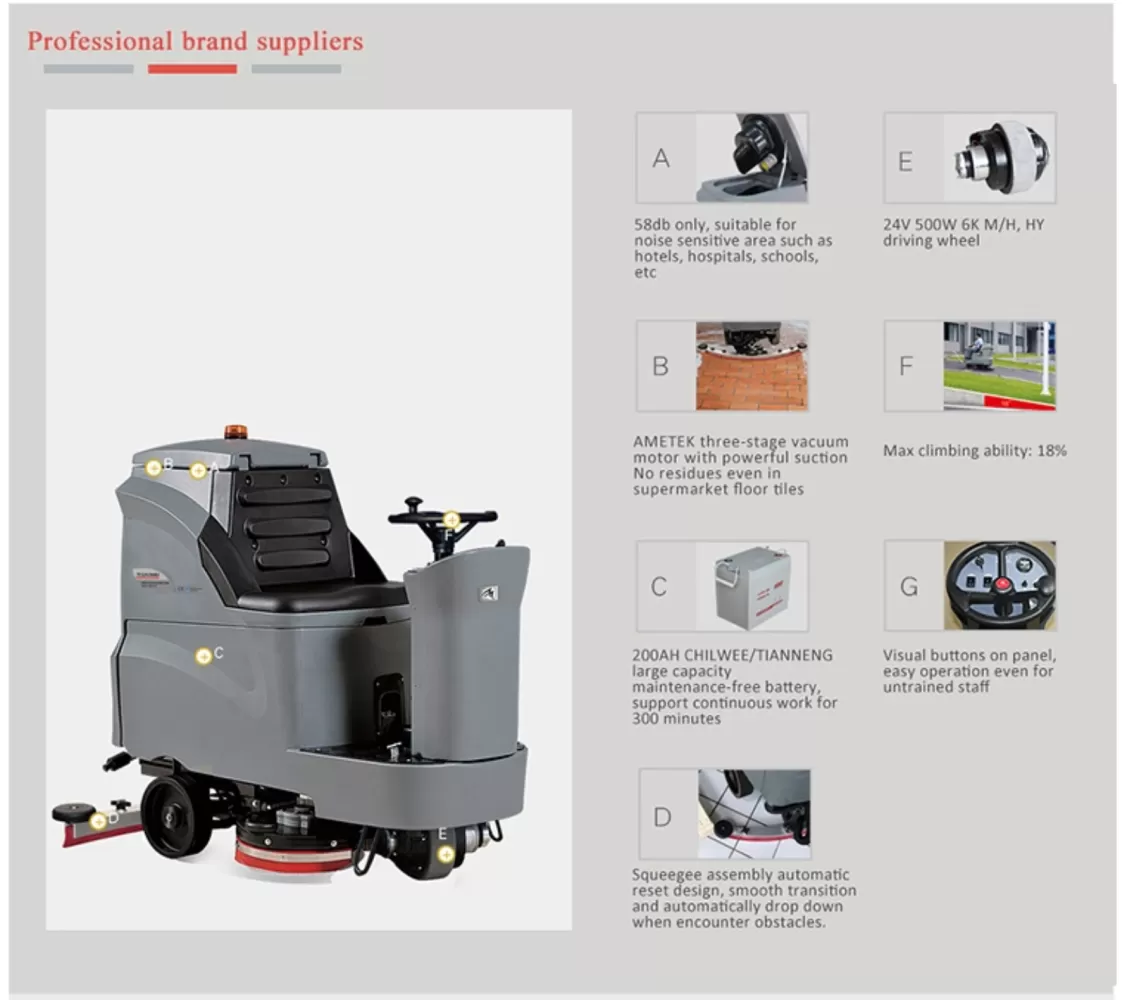 GAOMEI GM110BT85 RIDE ON AUTO FLOOR SCRUBBER MACHINE