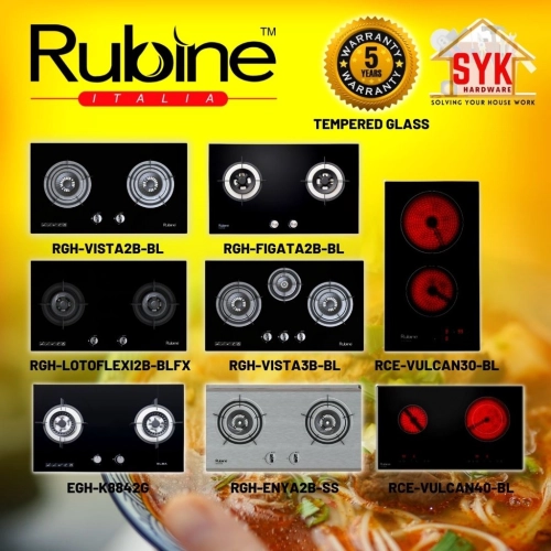 SYK (Free Shipping) Rubine Dapur Gas Masak Kaca Kitchen Hob Gas Cooking Stove Stainless Steel Kitchen Appliances 煤气炉 煤