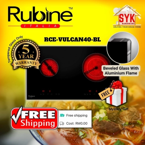 SYK (Free Shipping) Rubine Built-In Electric Stove Cooker Hob RCH-VULCAN40-BL Kitchen Appliances Dapur Masak Elektrik