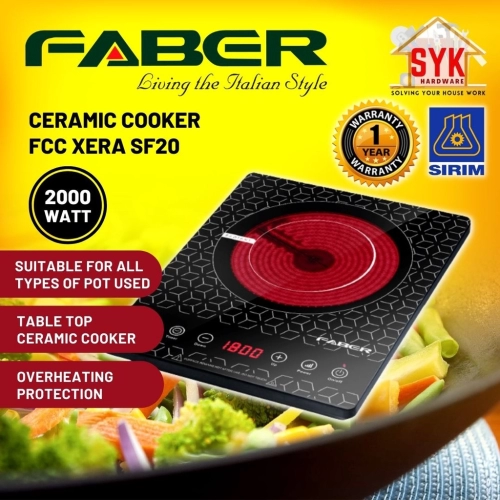 SYK FABER Ceramic Cooker FCC XERA SF20 2000W Kitchen Appliances Electric Cooker Hob Dapur Masak Elektrik Camping
