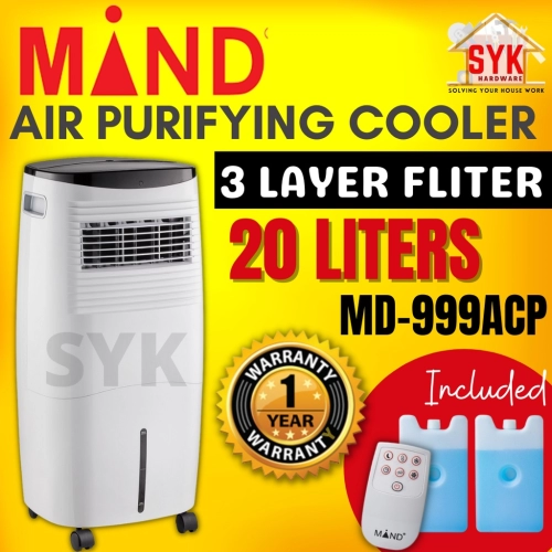 SYK MIND / SELAMAT Air Purifying Cooler With Remote Control Mesin Penyejuk Penulen Udara (FREE ICE BOX COOLER) 20Liters