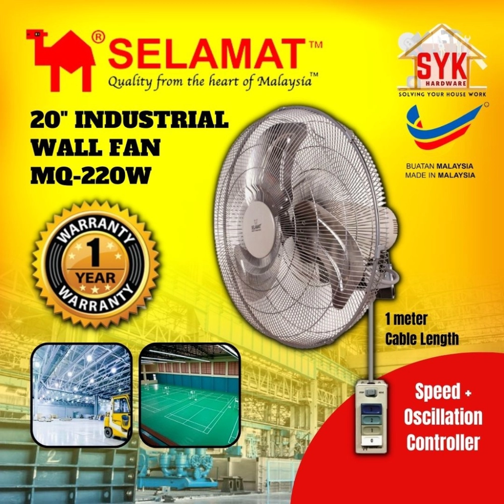 SYK Selamat Industrial Wall Fan With Remote 20 Inch MQ-220W Oscillation Fan  Kipas Angin Dinding Remote Kipas Industri Home Appliances Large Household  Appliances Negeri Sembilan, Malaysia Supplier, Seller, Provider, Authorized  Dealer