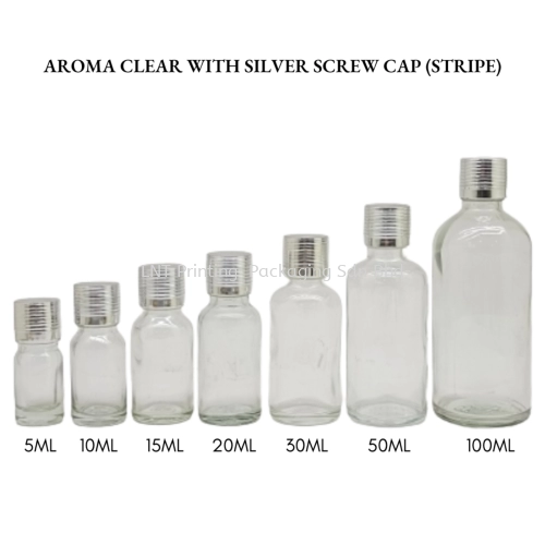 Aroma Clear Bottle with Silver Screw Cap (STRIPE)