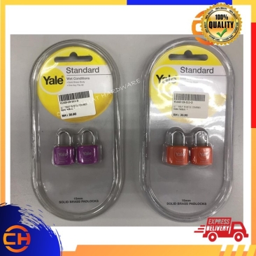 YALE 15MM PLASTIC COVERED SOLID BRASS PADLOCK