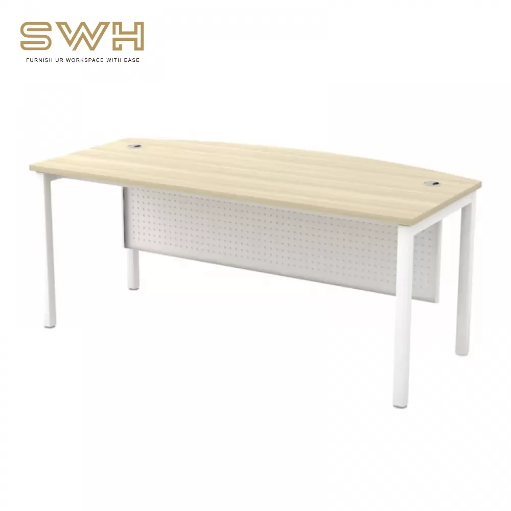 Curve-Front Office Table With Aluminium Front Panel | Office Table Penang