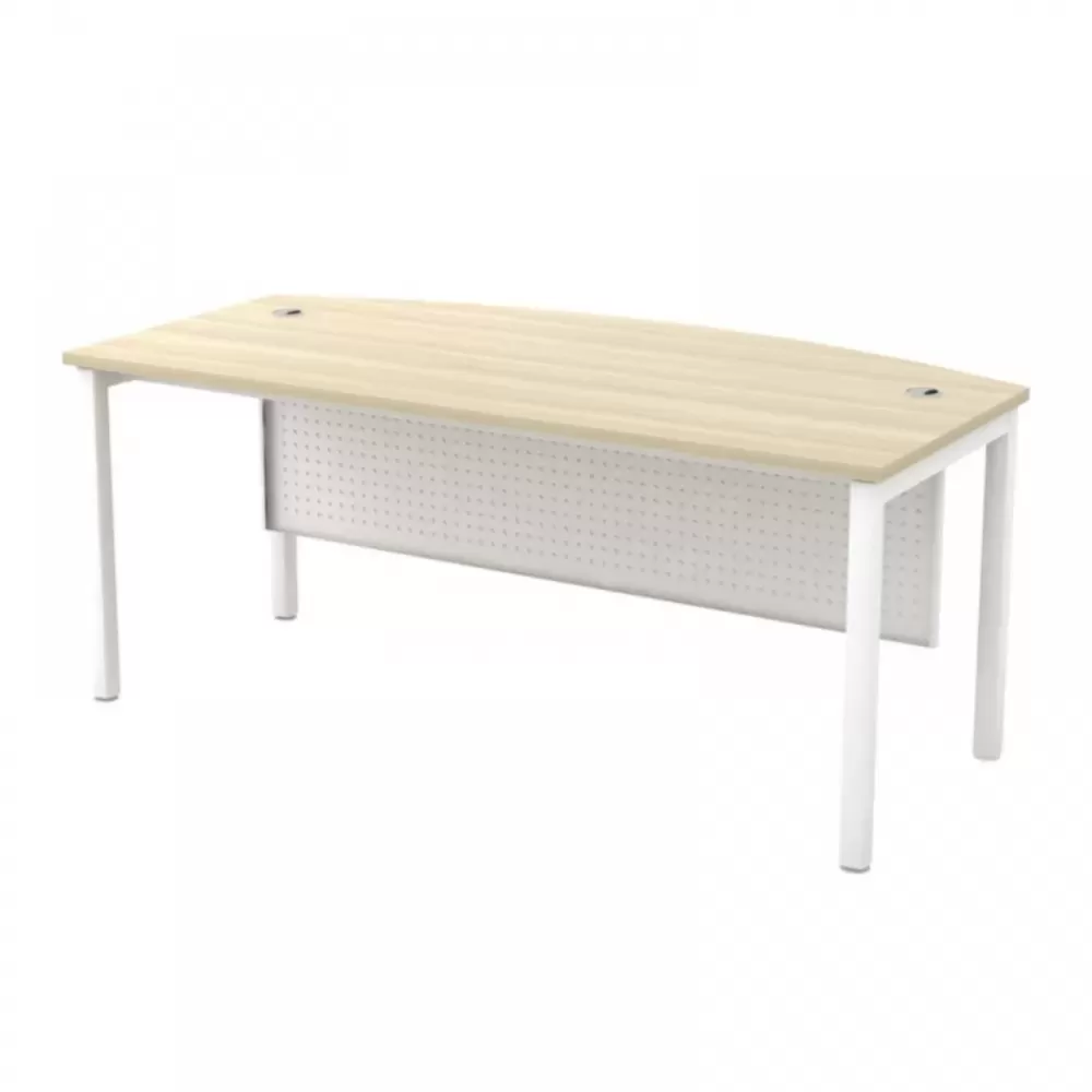 Curve-Front Office Table With Aluminium Front Panel | Office Table Penang