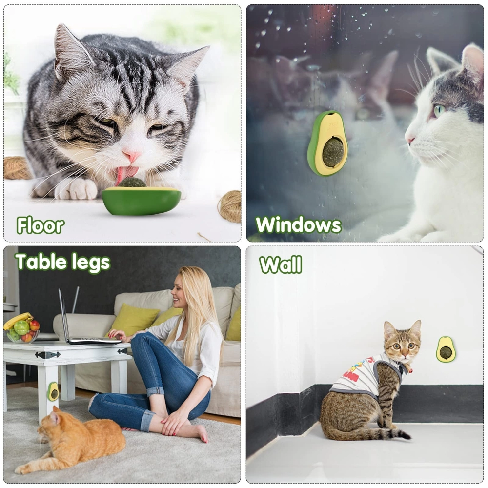 Catnip Toy Kucing Accessories Mainan Kucing 360 Rotating Cat Mint Treats / Pet Avocado Catnip Ball